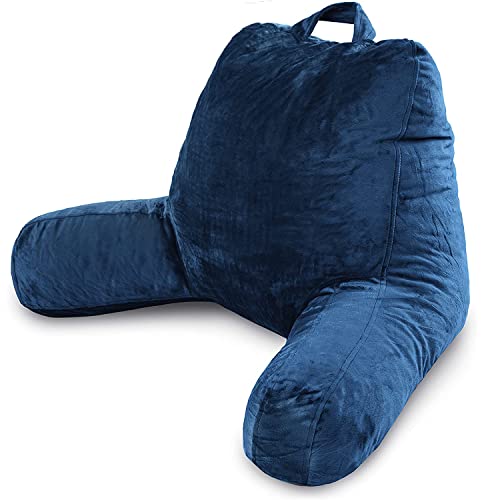 Milliard Coussin de Lecture en Mousse à Mémoire de Forme, Ergonomie Canapé Oreiller Cale Dos avec Accoudoirs pour Soutien Lit (Bleu)