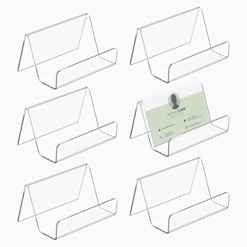 Bczhieulw 6 PCS porte carte de visite en acrylique，presentoir carte de visite, support carte de visite，pour afficher des cartes de visite, cartes de position, Badge nominatif, etc