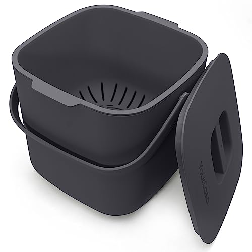 YourCasa Composteur Cuisine - 7L Poubelle Compost Cuisine pour Les déchets organiques Quotidiens Lavable au Lave Inodore poubelles à Compost Seau Compost Cuisine Petite Poubelle Cuisine (Anthracite)