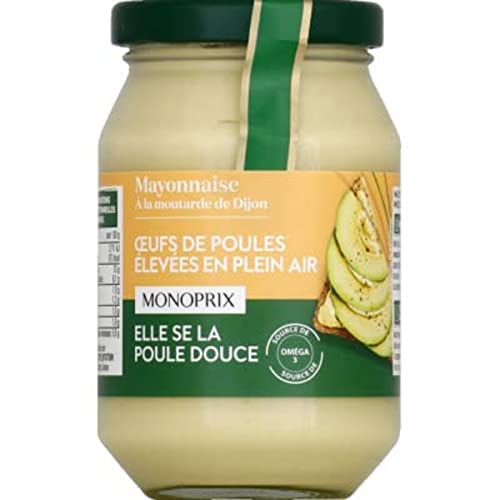 Monoprix Mayonnaise nature, à l'huile de colza et à la moutarde de Dijon - Le pot de 235g