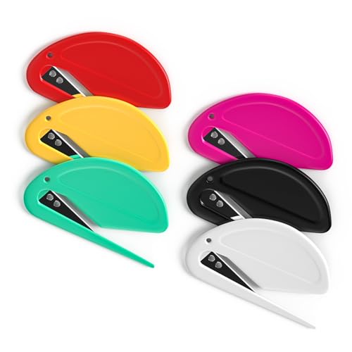 Ouvre-lettre Tiergrade 6 pièces, découpeuse de courrier d’enveloppe sûre avec rasoir, ouvre-boîte Coupe-papier, idéal pour le bureau à domicile