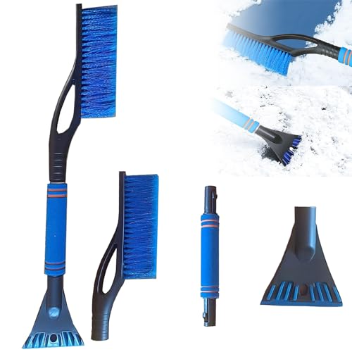 Amebleak Grattoir à Glace et Brosse à Neige, 2 en 1 Brosse à Neige d'hiver Amovible, Grattoirs à Neige pour Auto, Grattoir Pare Brise, Grattoir à Givre pour Voitures, Camions et SUV (Bleu)