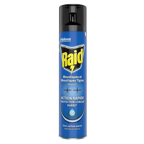 Raid Aérosol Volants - Répulsif Moustiques et Moustiques Tigres - Action Rapide - Sans Parfum Ajouté - 1 Aérosol 300 ML
