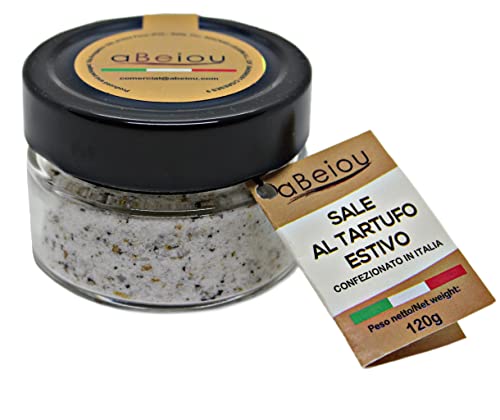 aBeiou. Sel de mer à la truffe noire 120g, produit extra gourmet 100% italien, qualité supérieure, végétalien, végétarien, sans gluten, truffe d'été, delicatessen idéal pour les cadeaux et la cuisine.