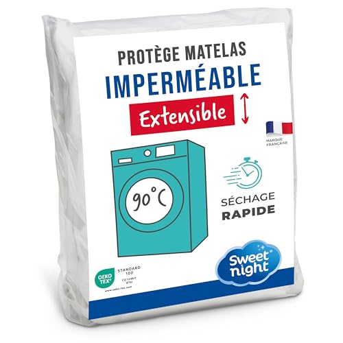 SWEET NIGHT - Protège Matelas 140x190 cm | Alèse Imperméable et Micro Respirante | Souple et Silencieux | Lavable à 90°C