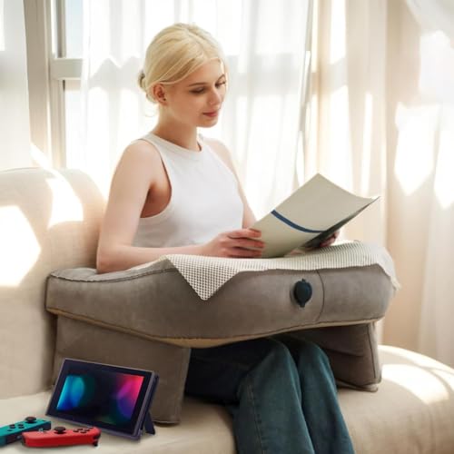 Byjogger Coussins de Lecture, Oreillers de Lecture pour Adultes, Oreiller de Bureau Gonflable, Oreiller de Lecture pour Jeux, accoudoirs pour canapé, Support de Lecture Portable pour lit, canapé, Sol