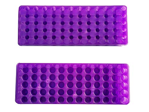 MUHWA Lot de 2 supports de tubes de 1,5 ml pour microtubes de 0,5 ml 2 ml 60 emplacements Couleurs assorties Violet