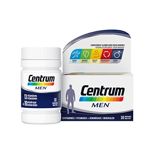 Centrum Men Multi Vitamines et Minéraux, 13 Vitamines et 10 Minéraux, Complément Alimentaire, Pour Homme, 30 comprimés