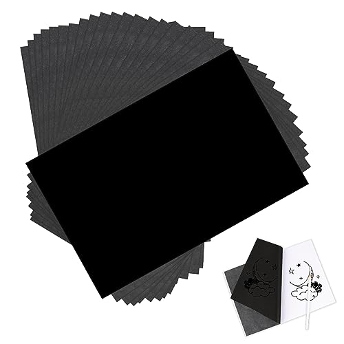 100 Feuilles Papier de Copie Carbon, Feuilles Papier Carbone Noir, Papier de Transfert de Carbone, Feuilles de Transfert Carbone A4, pour Papier, Bois, Toile, et Autres Surfaces (21 x 29,7CM)