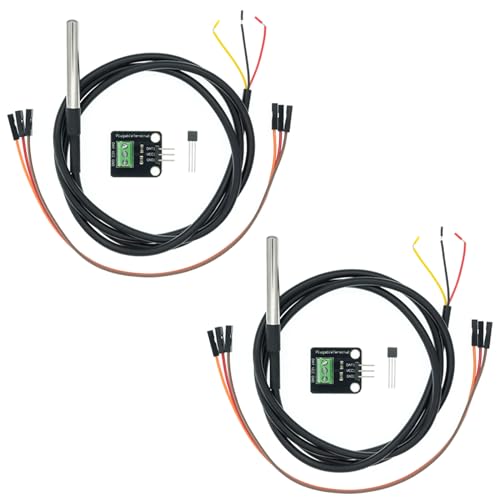 2 Pièces Kit de Modules de Capteur de Température avec Câble de 1m, Sonde étanche en aAcier Inoxydable, Capteur de Température à Puce pour Arduino et Raspberry Pi