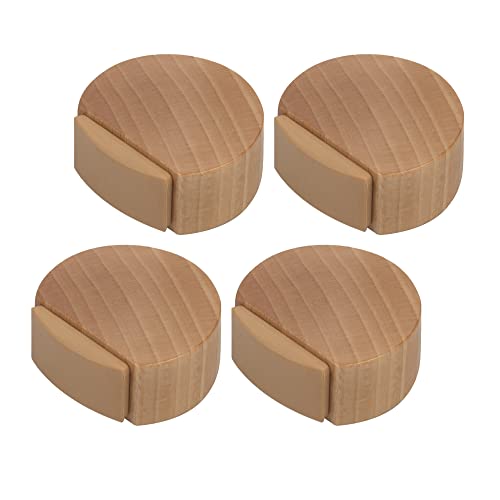 Butée de Porte Adhesive - Arrêt de Porte en Bois pour Sol et Parquet - Stop Porte Adhésif - Butoir de Porte Discret et élégant - Lot de 4 (Hêtre)