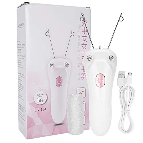 Joyzan Épilateur de Filetage Physique, Épilateurs à Enfiler Électrique Dispositif D'épilation Filetage sûr de Chargement USB pour l'utilisation des Jambes de Bras de Visage les Femmes Rose