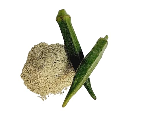 Poudre de gombo, composée à 100% d'Abelmoschus Esculentus – Poudre de doigt de dame pure et naturelle – Poids net : 50g