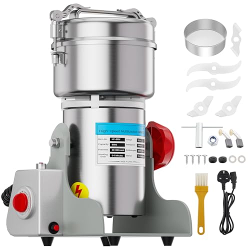 Moulin à Grains Électrique 800g, Broyeur à Grains 2400 W à Haute Vitesse, Machine à Poudre Commerciale avec Protection Contre les Surcharges Pour Céréales Sèches, Riz, Grains de Maïs