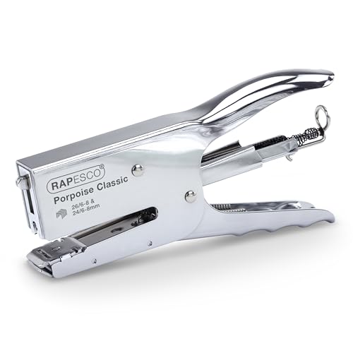 Rapesco R81000A3 Pince Agrafeuse Classique Porpoise, Capacité de 45 Feuilles, Chrome