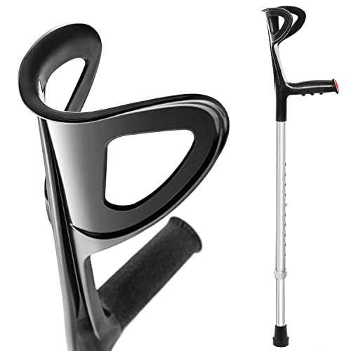 AIESI® Béquille orthopédique réglable simple légère en aluminium anodisé couleur noire # Garantie Italie 24 mois