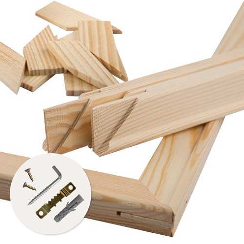 Estika Châssis pour toile - 50 x 40 cm, Epaisseur: 2 cm - Baguettes en bois à monter soi-même, 8 cales en bois pour tendre la toile