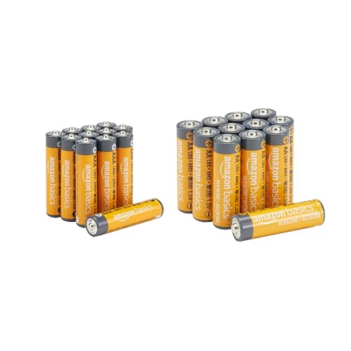 Amazon Basics Lot de 24 piles alcalines haute performance AA et AAA, format économique, 12 piles AA et 12 piles AAA, 1,5 V, durée de conservation de 10 ans