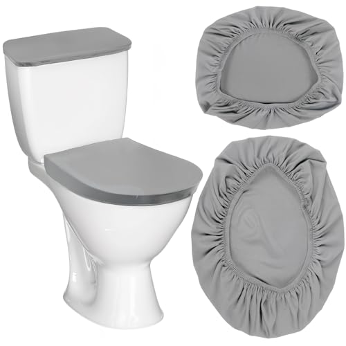 Thinp Housse pour abattant de WC et couvercle de réservoir de toilettes, housse de siège de toilette avec fond élastique, housse de rechange douce et extensible universelle pour décoration de salle de