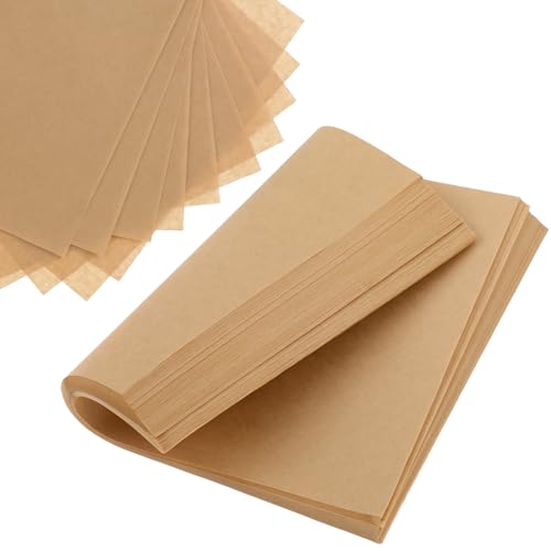 Lot de 100 feuilles de papier sulfurisé non blanchi, rectangulaires, 20 x 20 cm, papier sulfurisé anti-adhésif, pour la pâtisserie, le barbecue, la cuisson, la vapeur, la friture, la pizza, le four