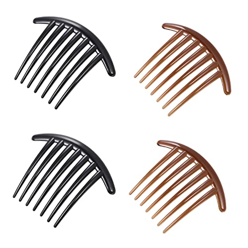 4 Pcs Peigne à Cheveux Décoratifs en Plastique 7 Dents Peignes Chignon Latéraux Créatifs Accessoires Peigne Clip avec des Dents pour les Femmes