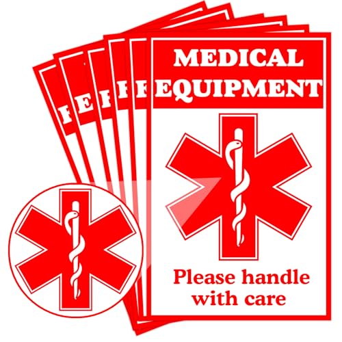 SMARSTICKER Lot de 8 étiquettes autocollantes pour bagages et fournitures médicales - 5,1 x 7,6 cm - Rouge