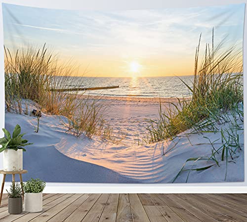 LB Tapisserie Murale Nature Tenture Murale Coucher de soleil sur la mer Couverture Murales Paysage d'été Tapisseries Decoration Murales pour Maison Salon Chambre Dortoir,150x100cm