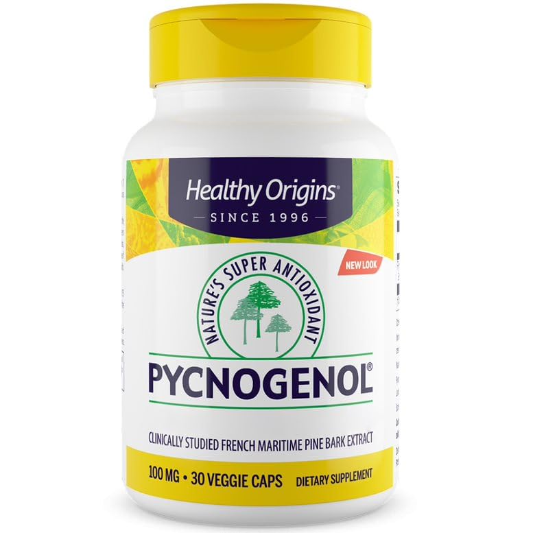 Healthy Origins, Pycnogenol, 100mg, Extrait d'écorce de Pin avec Procyanidines, 30 Capsules végétaliennes, Sans Soja, Sans Gluten, Végétarien, Sans OGM