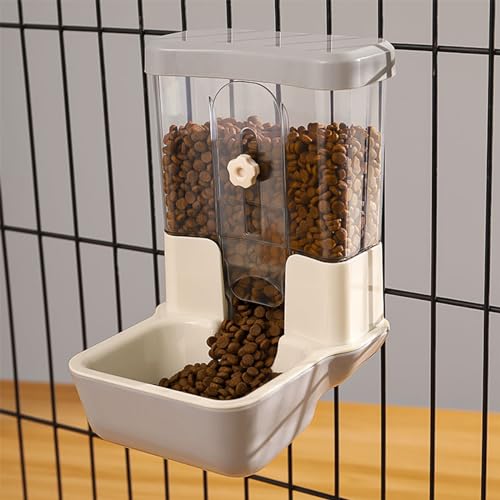 Distributeur Automatique de Nourriture pour Animaux 800ml Distributeur de Nourriture sans Alimentation Réglable pour Cage Clapier Clôture pour Petits Animaux Lapin Cobaye Chinchilla Oiseau(Gris)