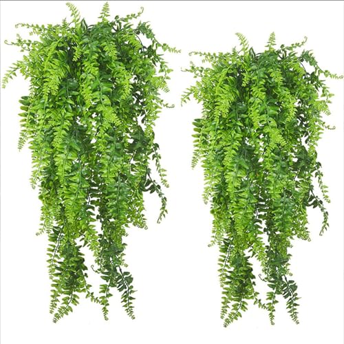 Lot de 2 Plante Artificielle Exterieur,Fausse Plante tombante,décorations Terrarium Interieur,Plantes suspendues, Reptiles artificiels,artificielles Exterieur, pour Dragons barbus, lézards, Geckos