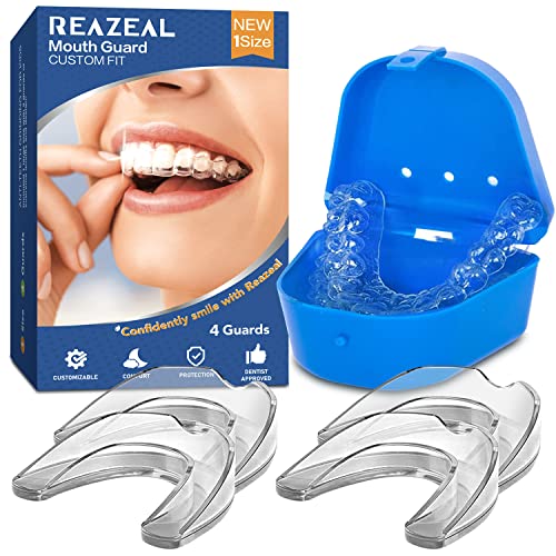 Mouth Guard for Grinding Teeth and Clenching Anti Grinding Teeth Custom Moldable Dental Night Guard Dental Night Guards to Prevent Bruxism -4 Pack