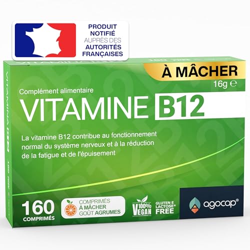 Vitamina B12,1000µg. B12 Vitamine 160 Comprimés - Soutient le Système Nerveux. Vitamine B12 Adulte, Énergie, Immunité, Métabolisme. Vegan, Natural