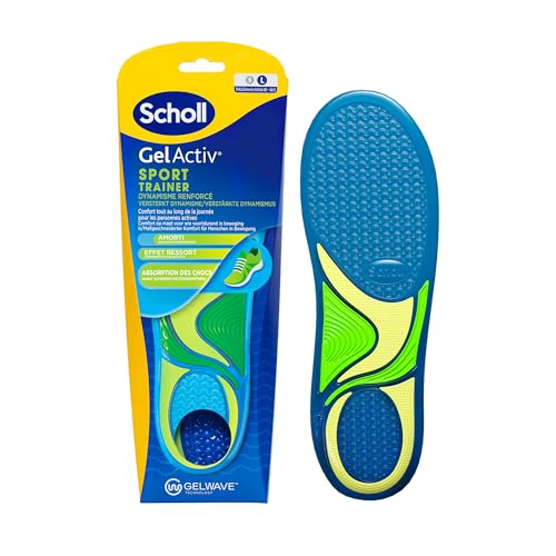 Scholl Semelles GelActiv Sport pour Hommes - Confort Toute la Journée pour Chaussures de Sport - Super Absorption des Chocs avec la Technologie GelWave - Taille 40 à 46,5