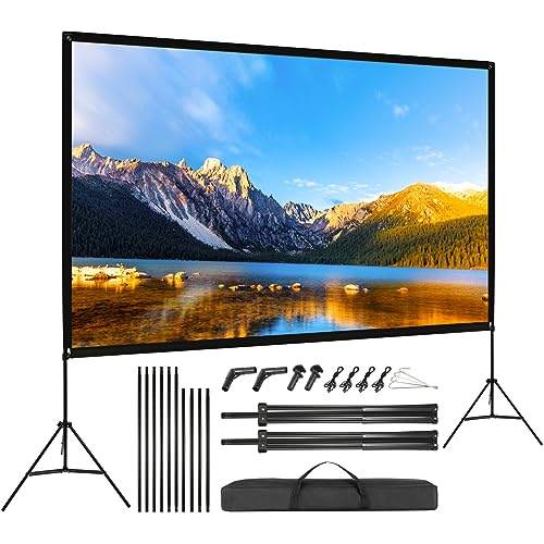 VISULAPEX 120' Écran de Projection avec Support, 4K HD 16: 9 Pliable Écran Videoprojecteur sur Pied, Écran sur trépied avec Sac Portatif pour Cinéma Maison Bureau Voyage