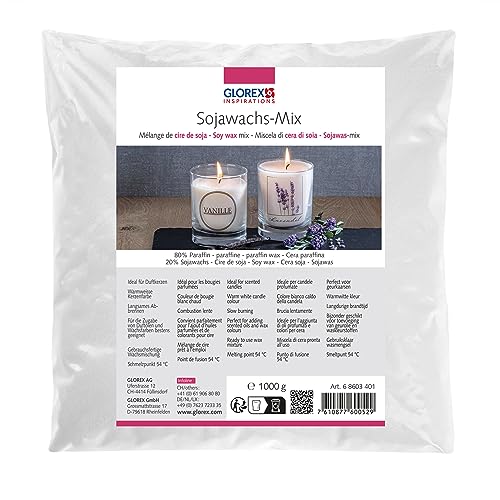 GLOREX 6 8603 400 Mélange de cire de soja, 1000g, pour la création de bougies