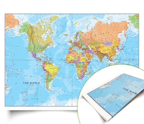 Maps International Carte du monde sur papier Silk Art, pliée, 84 x 60 cm (l x H)