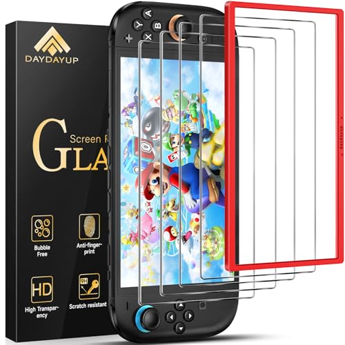 daydayup Lot de 4 Films de Protection D'écran Compatibles avec Switch 2, Verre Trempé Switch 2 [Anti-rayures] [Sans bulles] [Transparent HD] [Dureté 9H]