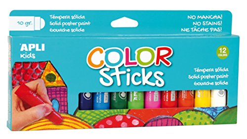 Apli Kids 14228 - Pack de 12 Tubes de Gouache Solide - Couleurs Assorties - 10g