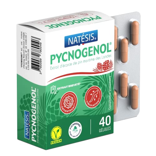 NATESIS - PYCNOGENOL - Antioxydant - Circulation Sanguine Jambes - Extrait Écorce Pin des Landes 100% naturel et français - Circulation veineuse - Anti Jambes Lourdes - VEGAN - 40 gélules