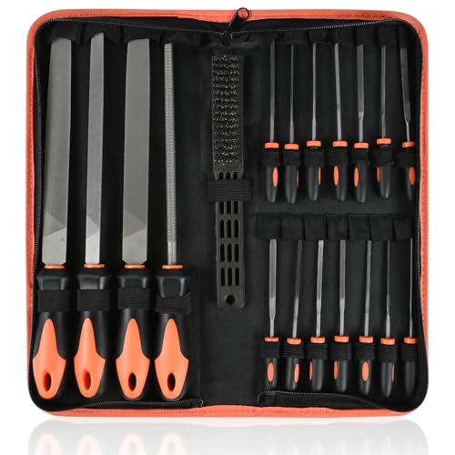 Limes et Râpes, Lot de 19 Limes en Métal T12 de Qualité Supérieure, Jeu de Limes Professionnelles en Métal, y Compris Limes à bout Plat, Râpe Demi-Ronde, Lime Ronde, Lime Triangulaire et Lime Carrée