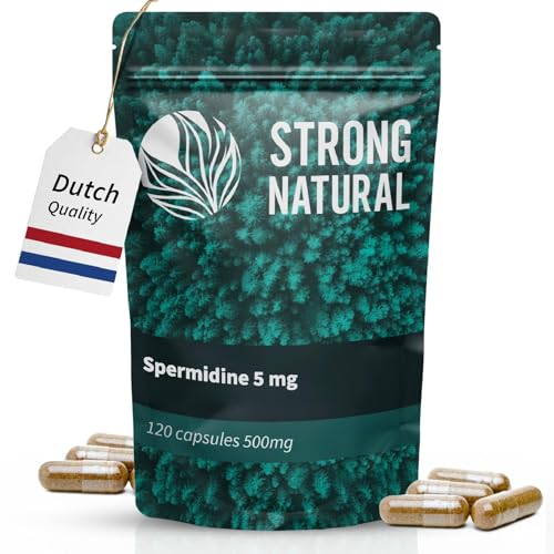 Strong Natural | Gélules de spermidine à haut dosage | 5 mg de spermidine par dose quotidienne | 120 gélules | Extrait de germe de blé teneur en spermidine | Testé en laboratoire