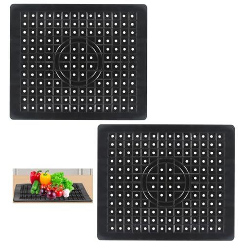 HFDONGL 2 Pièces Tapis Evier Cuisine Caoutchouc TPR Tapis d'évier 31,4 x 26 cm Protege Evier Cuisine Protection Evier Cuisine Tapis Fond d'évier Tapis Fond Evier Cuisine Tapis (Noir - Rectangle)