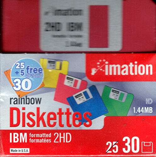 ImationTM Lot de 30 disquettes en Vrac Format IBM(R) DS/HD, Rainbow, 3 1/2'