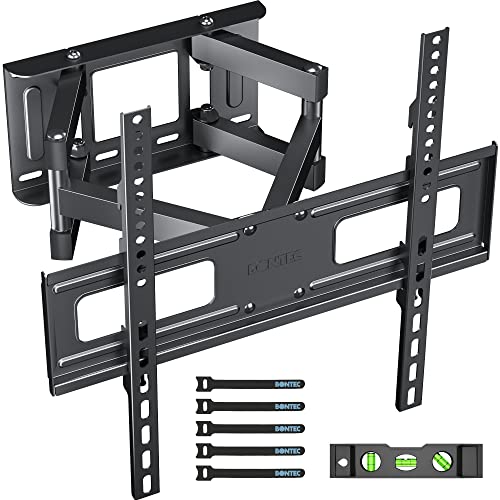 BONTEC Support Mural TV Orientable et Inclinable pour Téléviseur LED/LCD/Incurvée de 23-70 Pouces, Support TV Mouvement Complet avec Double Bras Capable à Tenir 45 kg, VESA 400x400mm