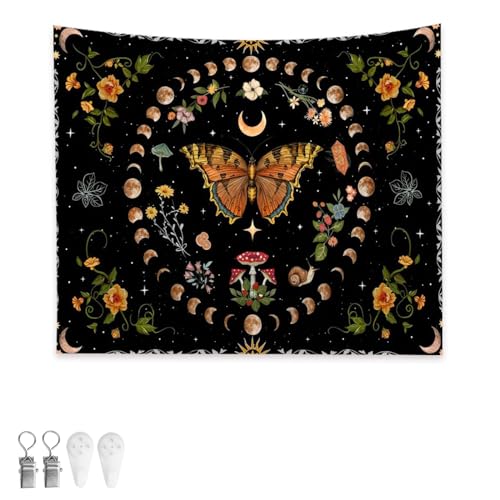 JANDH Tapisserie Murales, Tenture Murale Papillon, 150 x 100 cm Tapisserie Murale Tissu, pour la Décoration de Chambre à Coucher, Décorations Murales, Art Mural, Nappes