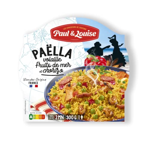 Paul & Louise Paëlla poulet et fruit de mer 300g - Prêt en 2 min- 100% Poisson issue de la pêche durable MSC