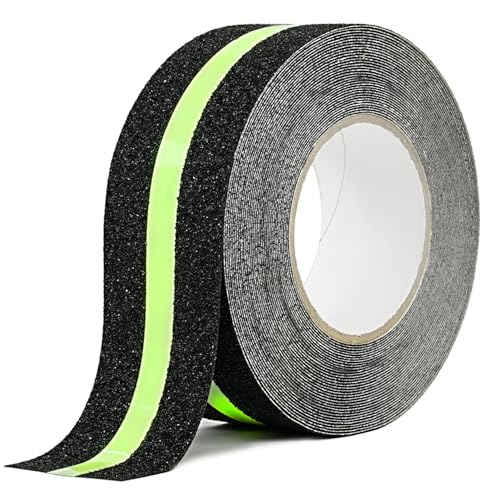 CHUANGSEED Ruban adhésif antidérapant escalier avec film Lumineux Brille dans Le Noir,5cm x 10m,Ruban Sécurité Antidérapant Phosphorescent pour escaliers intérieur et extérieur et les marches