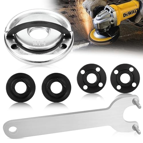 Lot de 6 accessoires pour meuleuse d'angle, écrou de serrage rapide M14 avec clé flexible et bride intérieure extérieure de meuleuse - Installation compatible avec les meuleuses d'angle de 125 mm