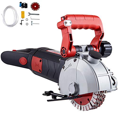 Mophorn Rainureuse de mur 2700 W - Fraise de mur - 6200 tr/min - Fraise à fente - 41 mm de profondeur - 42 mm de largeur - Machine à rainure électrique 54 x 20 x 24 cm - Diamètre de la lame : 125 mm