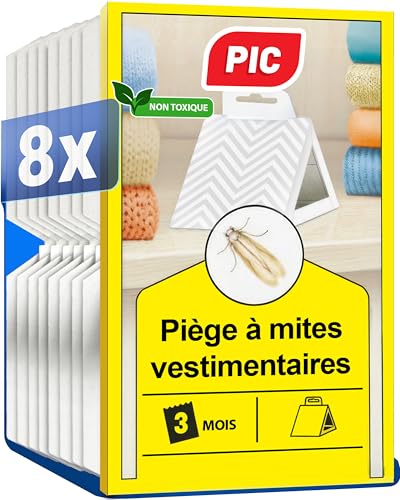 PIC Piège Produit Anti Mites Textiles - approprié pour la Protection de Tous Les vêtements dans l'armoire et en Stockage Alternative à Spray Anti Mites Textiles